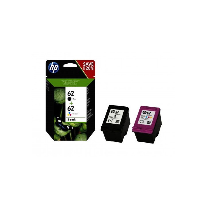 hp 62 cartucho de tinta hp62 negro - tricolor (n9j71ae)
