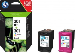 tinta hp negro hp301 pack (negro/tricolor) n9j72ae