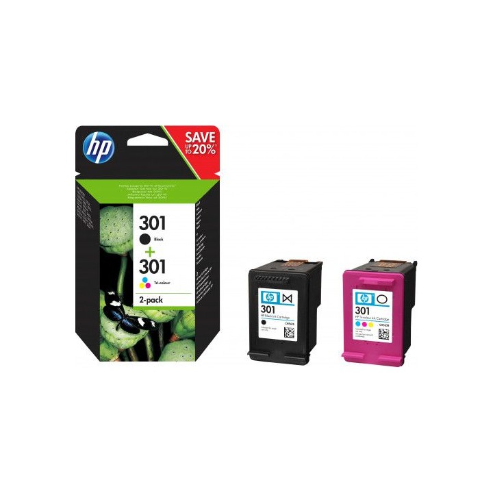 tinta hp negro hp301 pack (negro/tricolor) n9j72ae