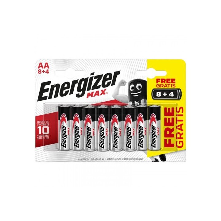 blister 8 + 4 pilas max tipo lr6 (aa) energizer e301531604