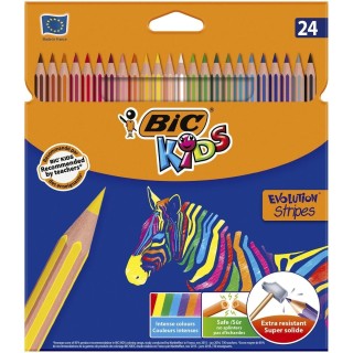 est. 24 lapices colores bic evol. stripes stdo