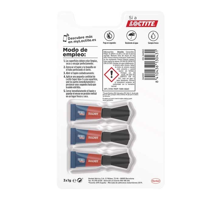 pack pegamento superglue monodosis 3x1gr