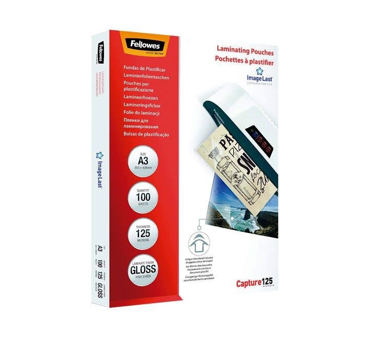 paq. 100 fundas plastificar fellowes 125mic a3
