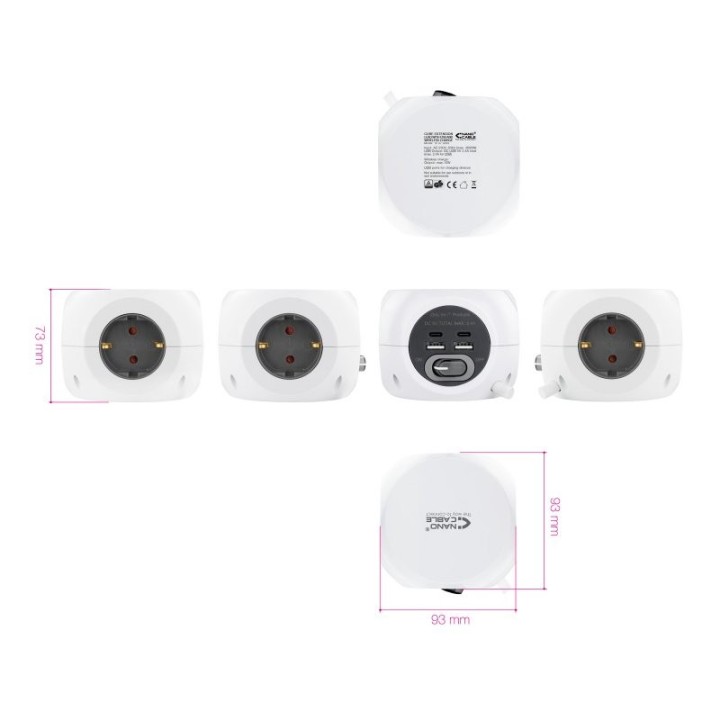 nanocable base de enchufes con 4 usb blanco