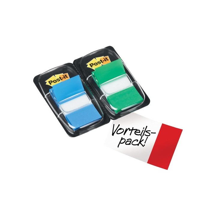 pack 2 dispensadores x 50 marcadores index 25,4x43,2mm colores azul/verde 680-gb2 post-it 7000052570