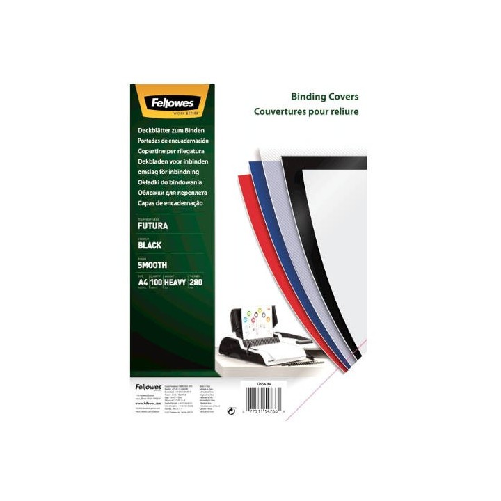 pack 100 portadas polipropileno negro 450 micras a4 fellowes 54772