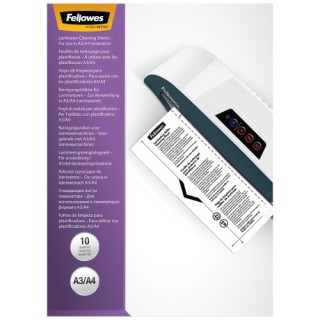 pack 10 hojas de limpieza para plastificadoras fellowes 5320604