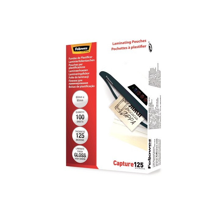 pack 100 bolsas plastificacion 60x90 125 micras fellowes 5397402
