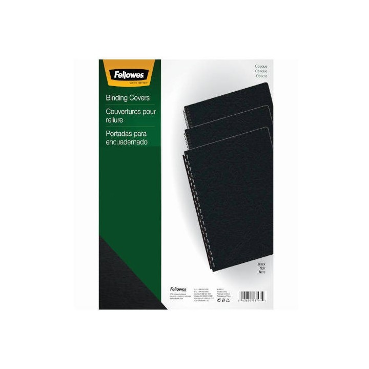 pack 100 portadas pvc opaco negro 180 micras a4 fellowes 5100301