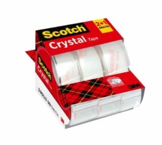 pack 2+1 rollos cinta supertransparente 19mm × 7,5m crystal con dispensador 6-1975c3 scoth 71000884