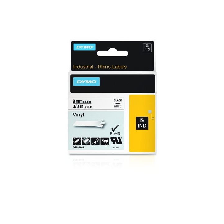 cinta rotuladora rhinopro vinilo blanco 9mm.x5,5m. dymo 18443