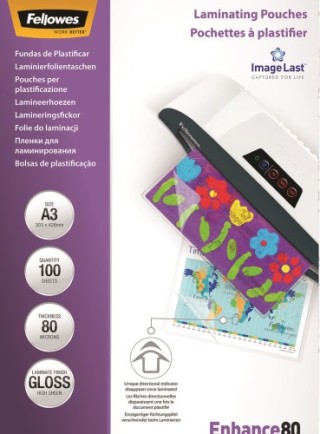pack 100 bolsas plastificacion 80 micras a3 303x426 fellowes 5306207