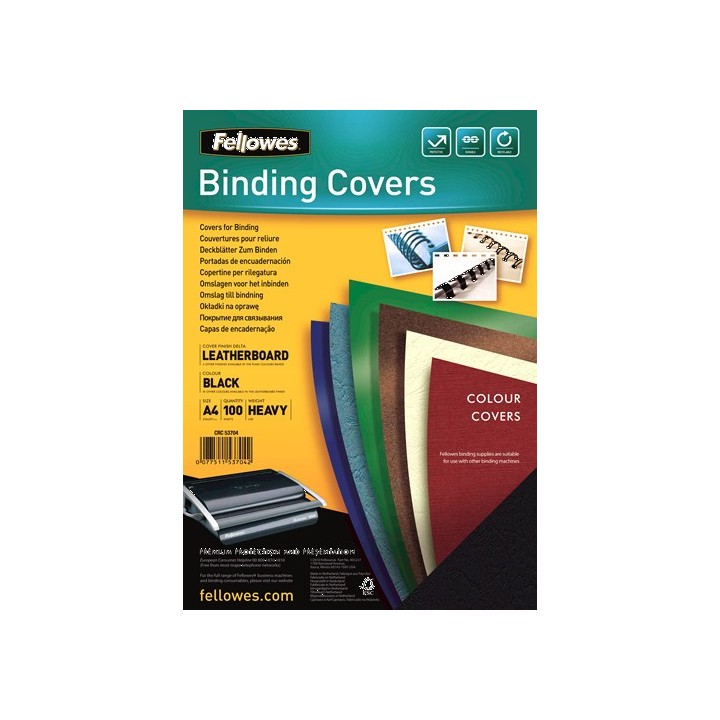 pack 100 portadas simil piel a4 250 gr. negro fellowes 5370405