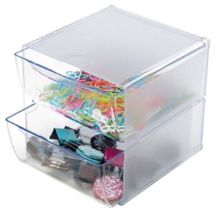 organizador modular con dos cajones de 16,5x14,5x7 transparente deflecto 350101