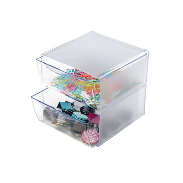 organizador modular con dos cajones de 16,5x14,5x7 transparente deflecto 350101