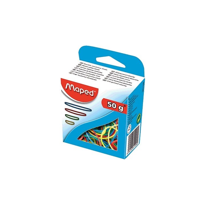 expositor 12 cajas de gomas elasticas colores surtidos grosor 1,5mm. maped 351100