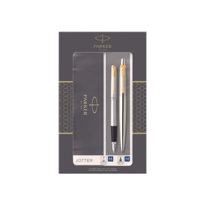 set jotter. duo pluma + boligrafo acero gt parker 2093257