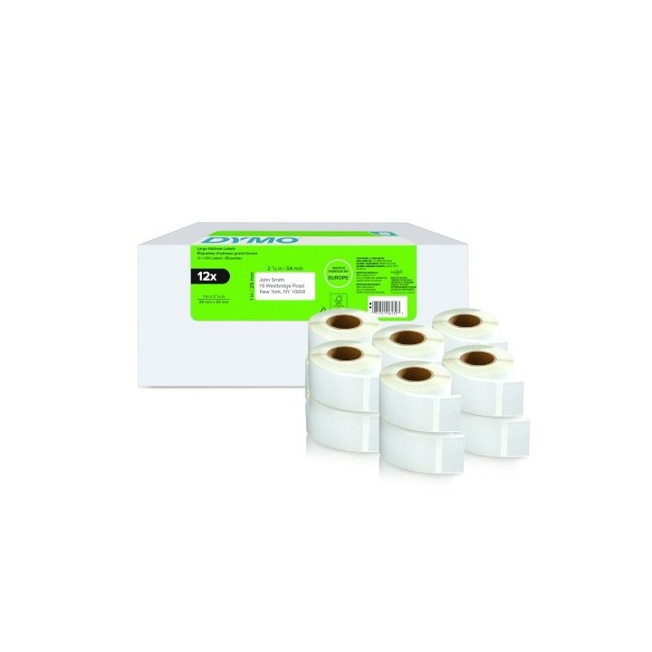 pack 12 rollos lw etiquetas 25x54mm dymo 2177563