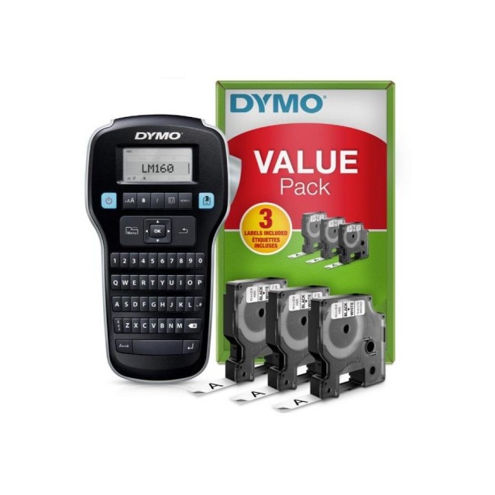 rotuladora labelmanager 160 kit con 3 rollos cinta d1 dymo 2181011