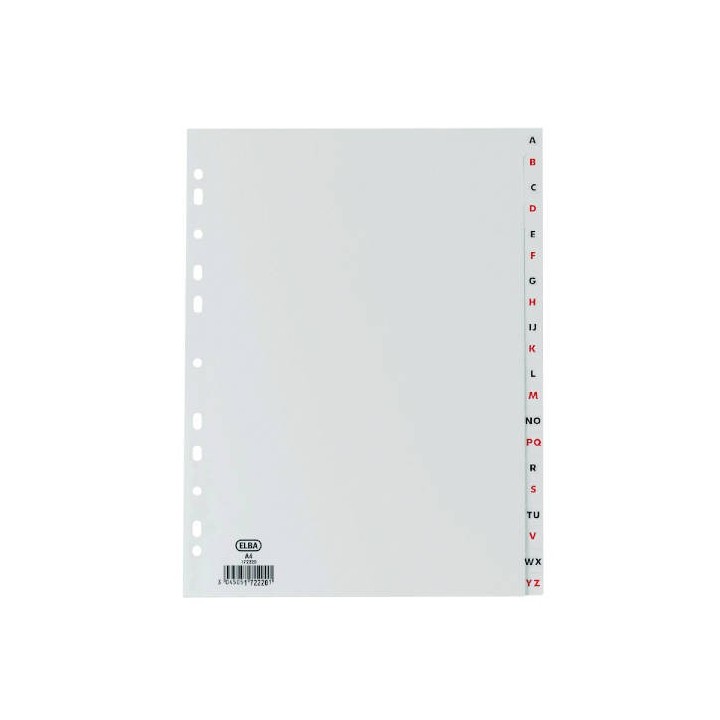indices alfabeticos plastico a4 a-z 20 posiciones color gris elba 100204725