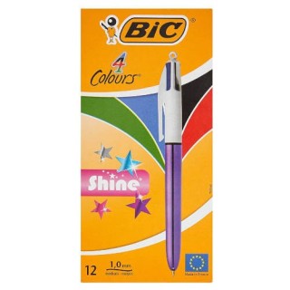 boligrafo de 4 colores shine 1mm con cuerpo purpura metalico bic 982876