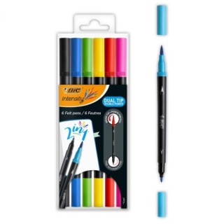 bic intensity dual tip rotulador negro, azul, verde, purpura, rojo, amarillo 6 pieza(s)