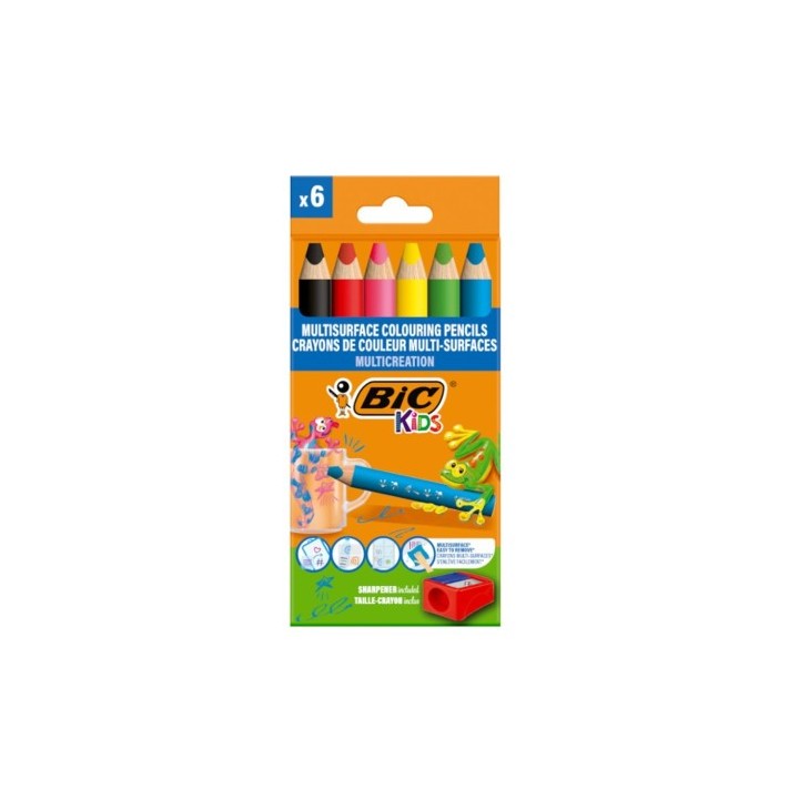 estuche lapices triangulares multisuperficie blister 6uds bic 515220