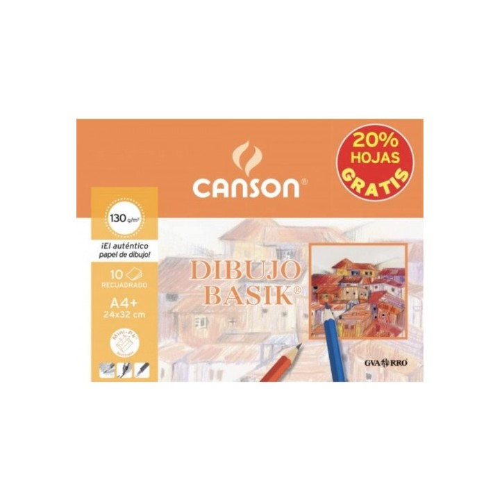 minipack promo 24x32 10h dibujo basik recuadro 130g 20% hojas gratis guarro canson c400110487