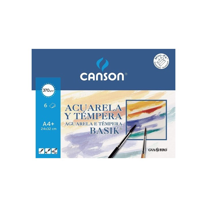 minipack promo 24x32 6h acuarela basik 370g 20% hojas gratis guarro canson c400110488
