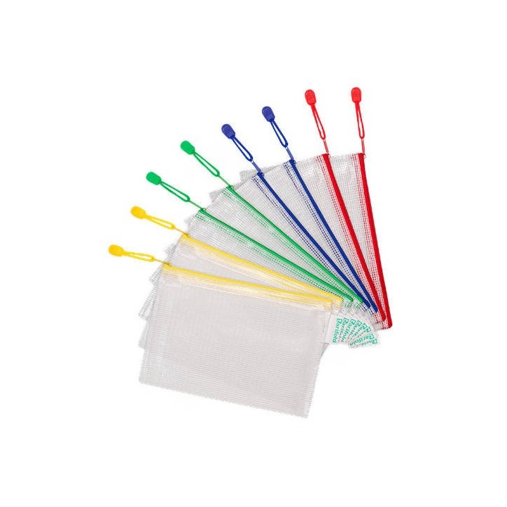 pack de 8 bolsas zipper multiusos pvc - con cierre cremallera a5 surtido tarifold 509029