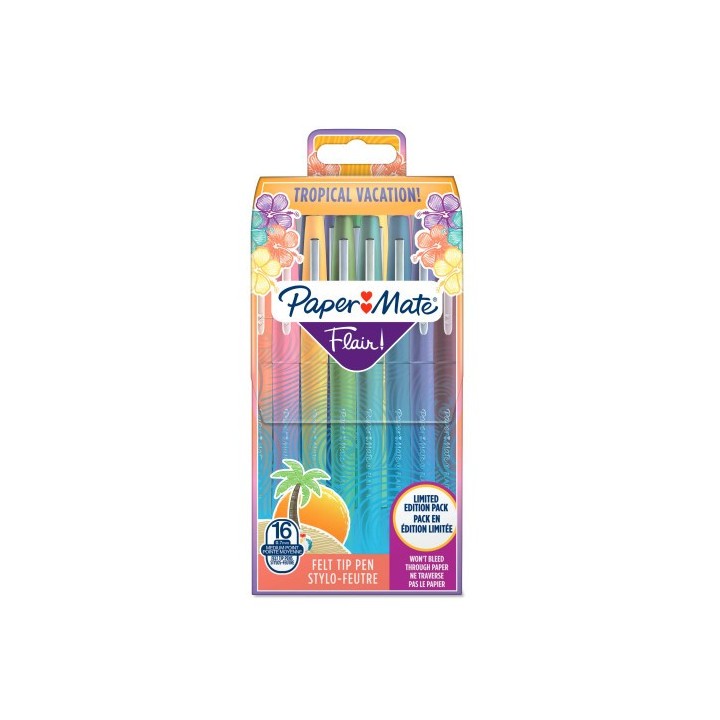 pack 16 rotuladores flair original tropical paper mate 2061396