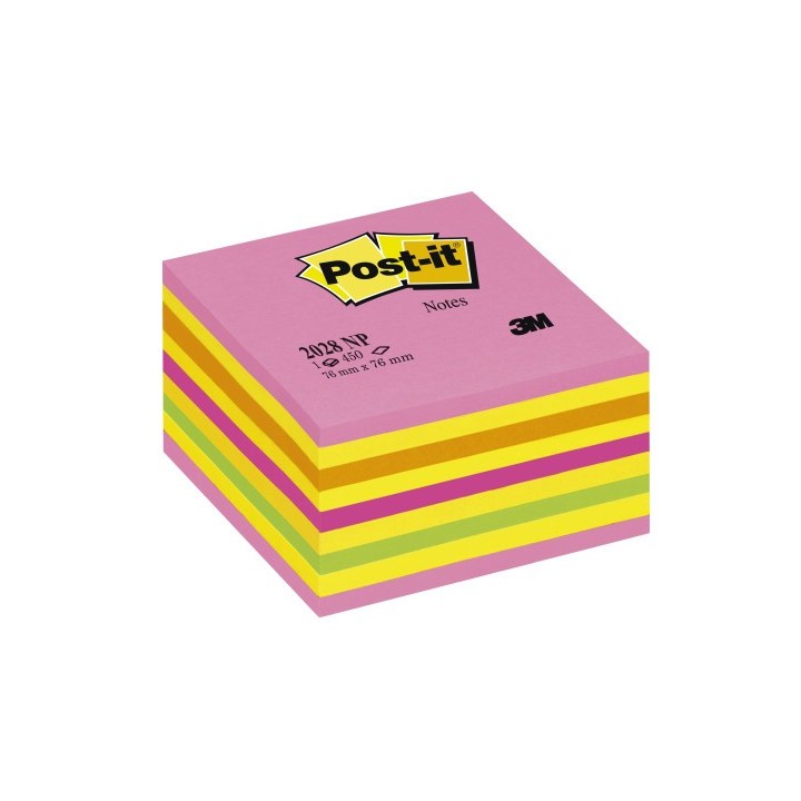 cubo 450 hojas notas adhesivas 76x76mm colores neon 2028-np post-it 7100200378