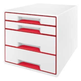 bucs 4 cajones wow desk cube (2 grandes y 2 pequenos), rojo /blanco leitz 52132026