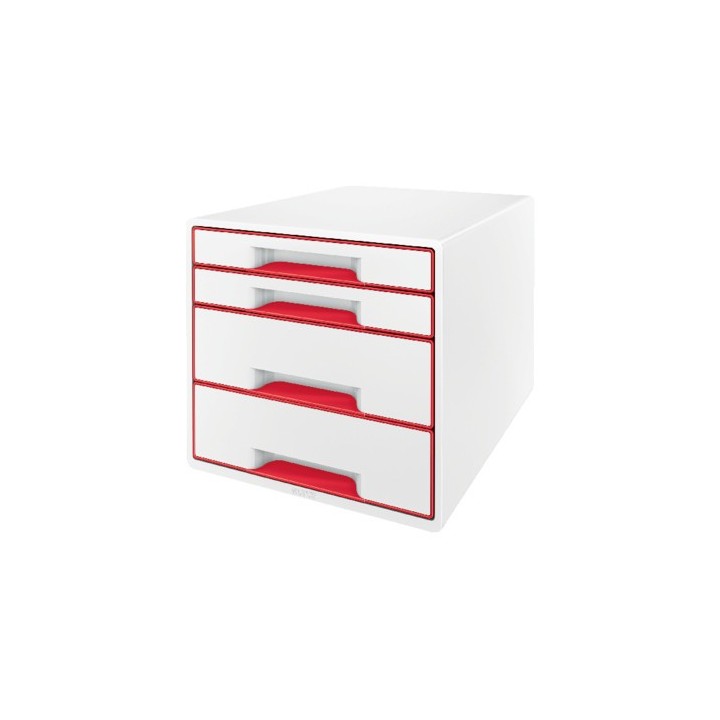 bucs 4 cajones wow desk cube (2 grandes y 2 pequenos), rojo /blanco leitz 52132026