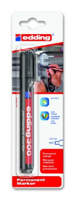 blister marcador permanente con punta redonda. color: negro. edding e-300/1-01