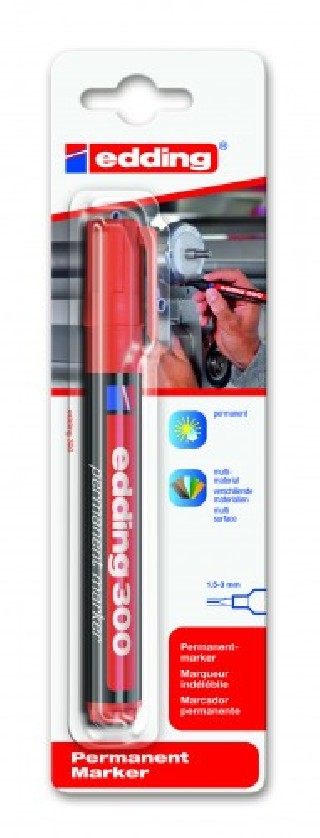 blister marcador permanente con punta redonda. color: rojo. edding e-300/1-02