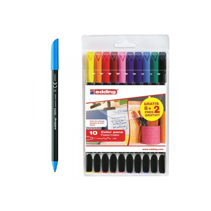 bolsa con 8+2 rotuladores edding 1200 eding 1200-8+2s