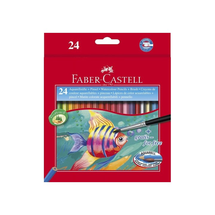 estuche 24 lapices escolares acuarelables ht-120224 faber castell 114425