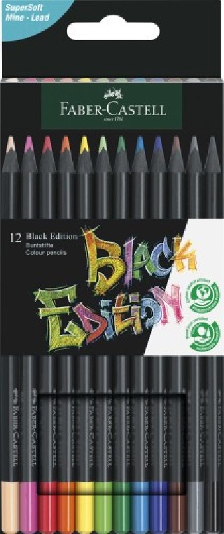 estuche 12 lapices de colores black edition. faber castell 116412