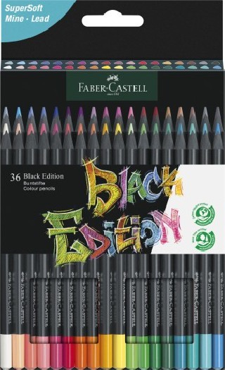 estuche 36 lapices de colores black edition. faber castell 116436