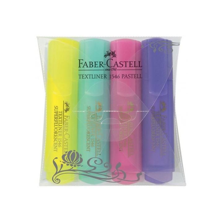 estuche 4 marcadores fluor textliner surtido pastel faber castell 154610