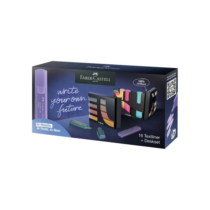 faber-castell 254603 marcador 16 pieza(s) punta de cincel metalico, multicolor, pastel