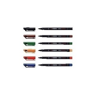 estuche 6 marcadores permanente p.superfina surtido ohpen universal 0,4mm. stabilo 841/6