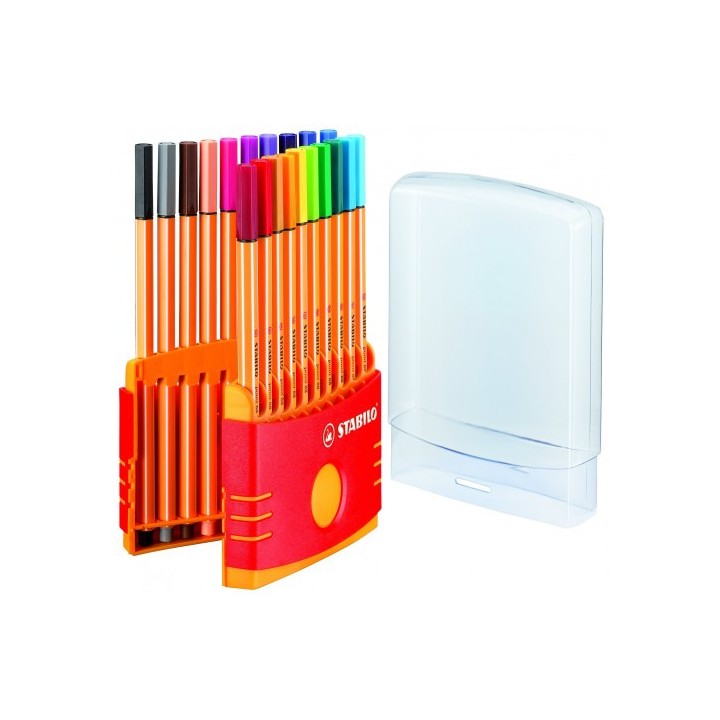 caja plastico 20 unidades punta fina 0,4mm. point 88 colorparade stabilo 8820-03