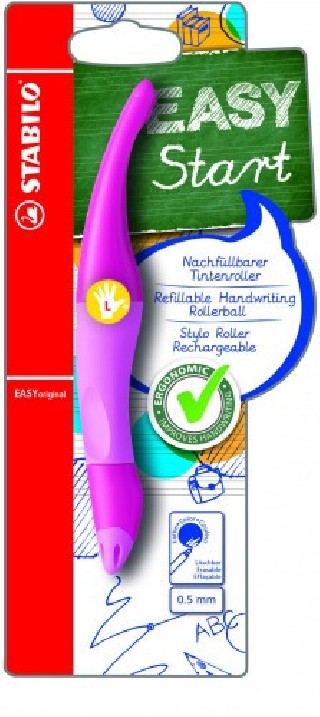 roller ergonomico punta 0,3mm. easyoriginal para zurdos + recarga rosa stabilo b-46837-3