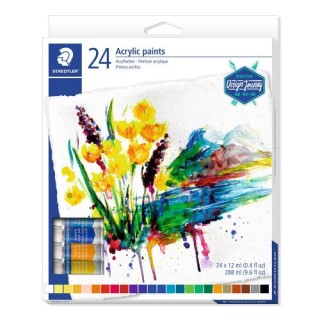 estuche de carton con 24 tubos de colores surtidos staedtler 8500 c24