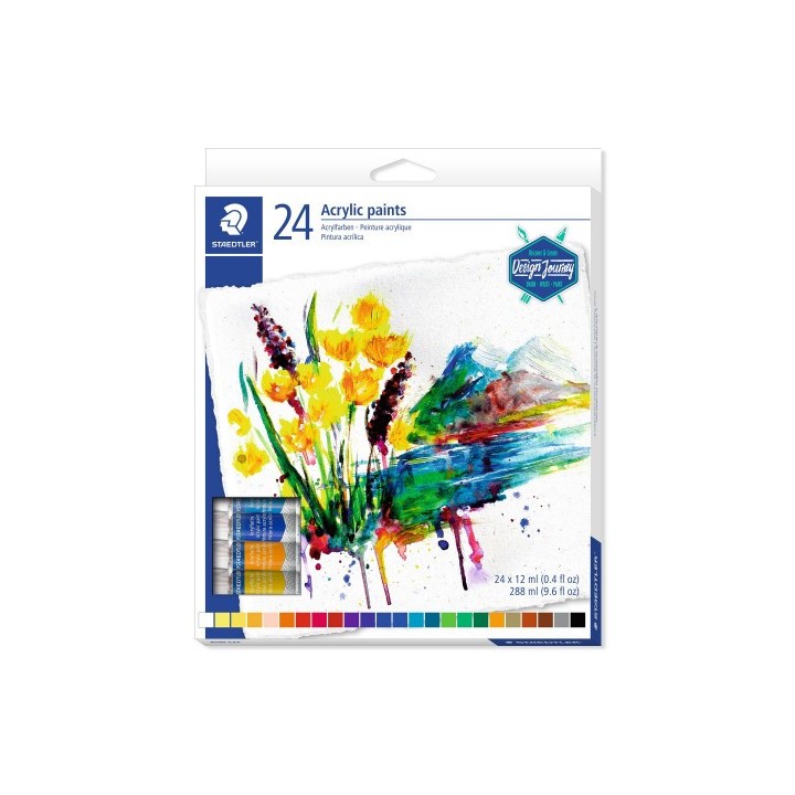 estuche de carton con 24 tubos de colores surtidos staedtler 8500 c24