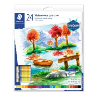 estuche de carton con 24 tubos de acuarelas, colores surtidos staedtler 8880 c24