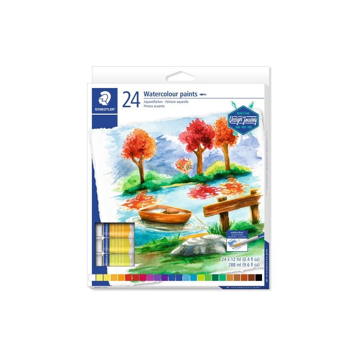 estuche de carton con 24 tubos de acuarelas, colores surtidos staedtler 8880 c24