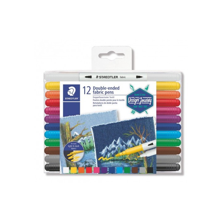 estuche de plastico con 12 marcadores, colores surtidos staedtler 3190 tb12